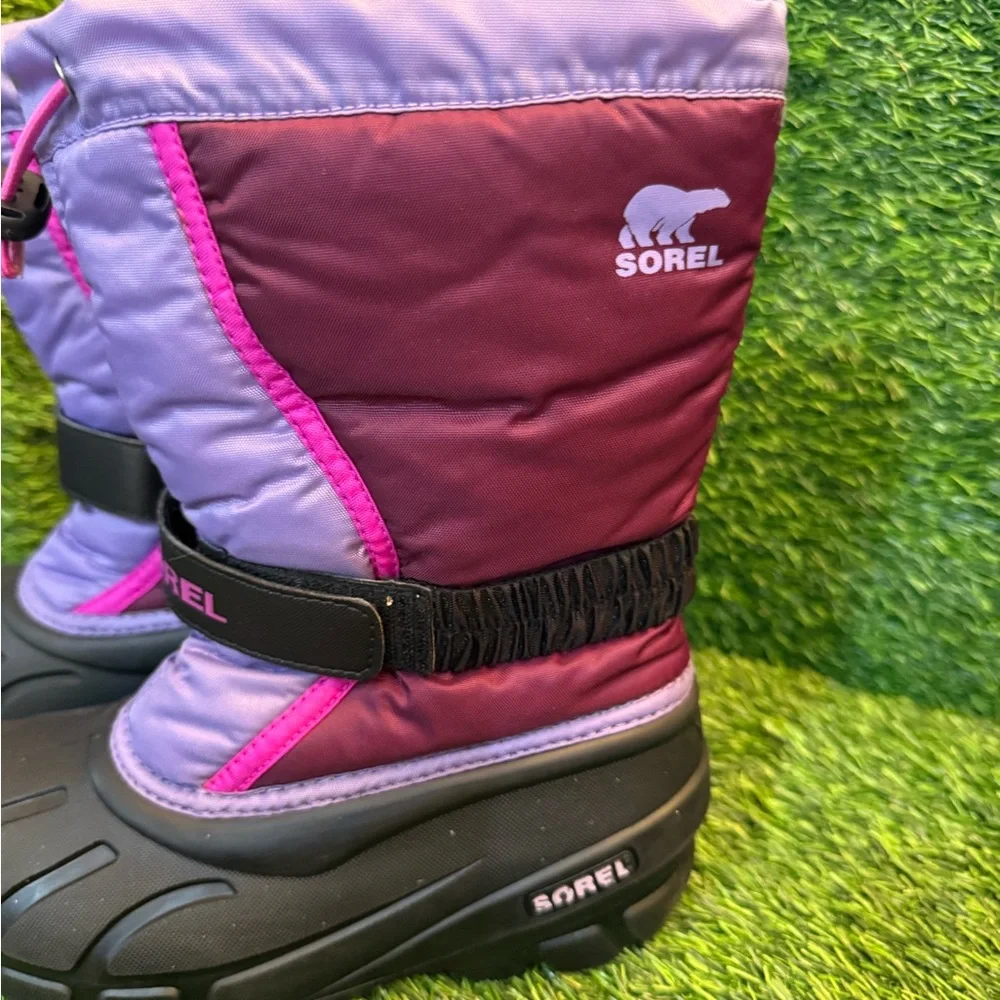 Sorel youth girls Black and Purple waterproof Snow Boots. Size 2y - Picture 3 of 9